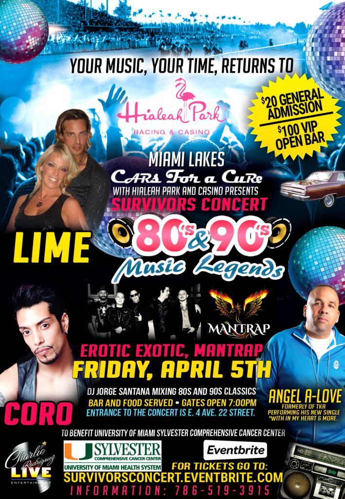 5th Annual Miami Lakes “Cars for a Cure Car Show” and “Survivors Concert” at Hialeah Park Racing & Casino  to Benefit Cancer Research