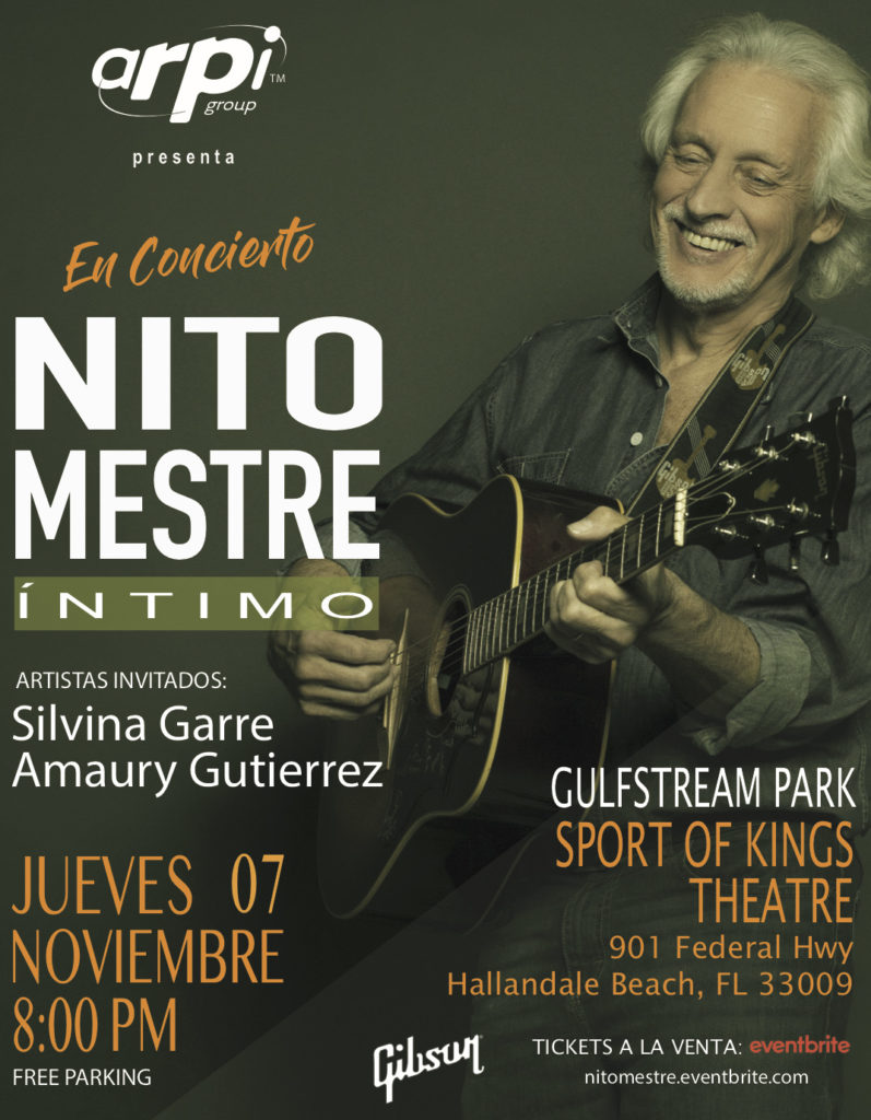 Nito Mestre, Silvina Garré y Amaury Gutiérrez, gran concierto 7 de noviembre en Miami